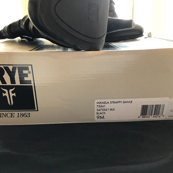 FRYE MIKAELA STRAPPY BLACK LEATHER HEELS SIZE US 9 - Picture 5 of 5
